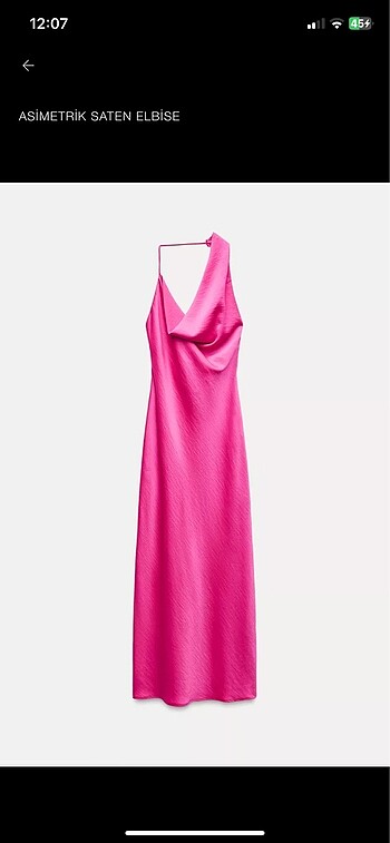 Zara Asimetrik Saten Elbise