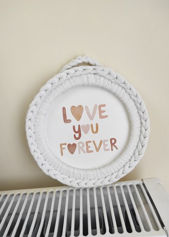 Beyaz Örgü Çerçeve - Love You Forever Yazılı BellaMaison