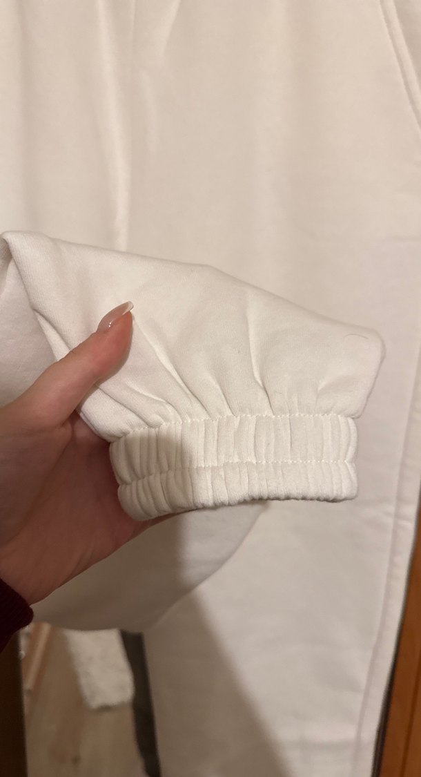 Beyaz Rahat Kesim Kadın Eşofman Altı - Görsel 3