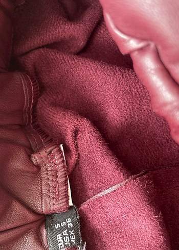 Zara bordo deri şort - Görsel 4