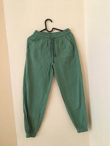 Keten yeşil pantolon