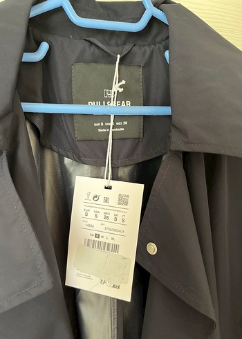 s Beden Pull bear Kadın Lacivert Uzun Trençkot