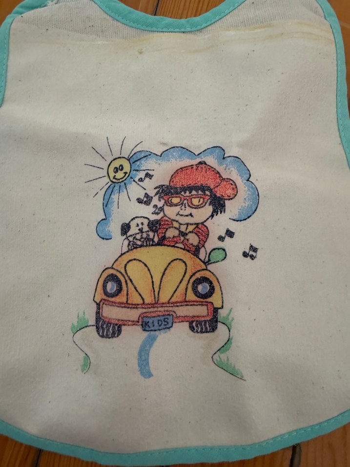 Renkli Baskılı Bebek Önlüğü Turkuaz Kenarlı - Görsel 2