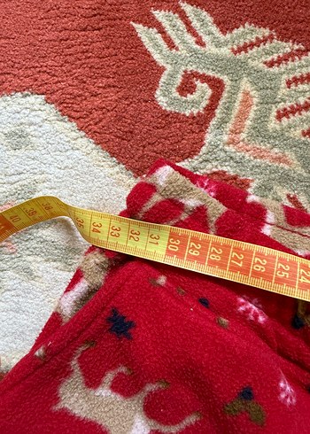 13-14 Yaş Beden kırmızı Renk Kız Çocuk Renkli Desenli Rahat polar pijama