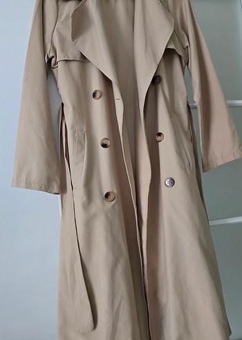 Bej Düğmeli Kadın Trençkot - Görsel 4