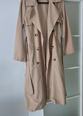 Bej Düğmeli Kadın Trençkot - Görsel 2