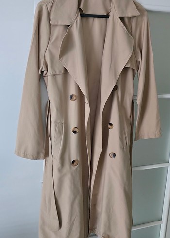Bej Düğmeli Kadın Trençkot - Görsel 5