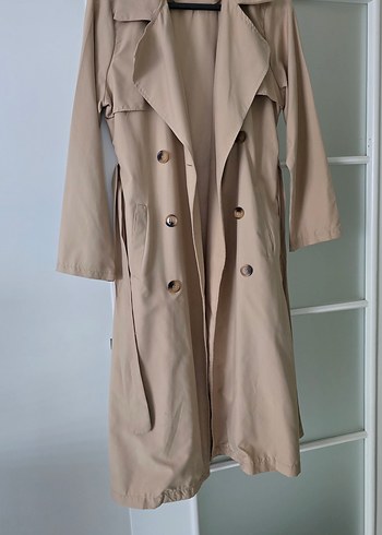 Bej Düğmeli Kadın Trençkot - Görsel 3