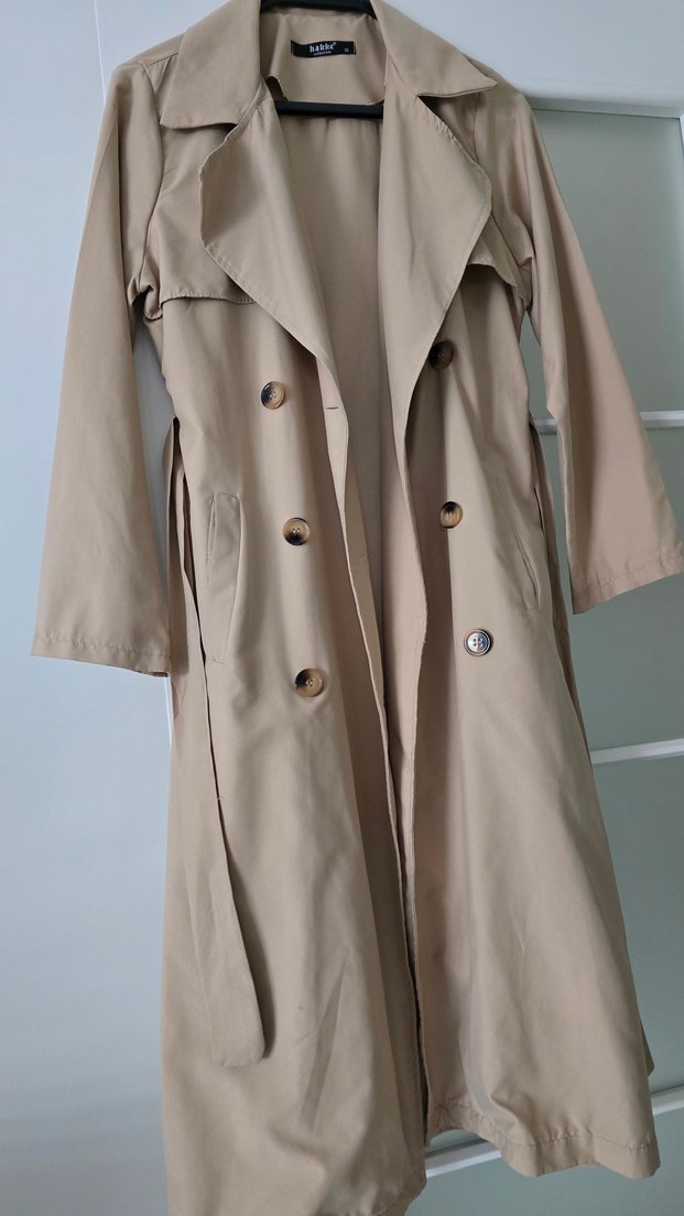 Bej Düğmeli Kadın Trençkot - Görsel 4