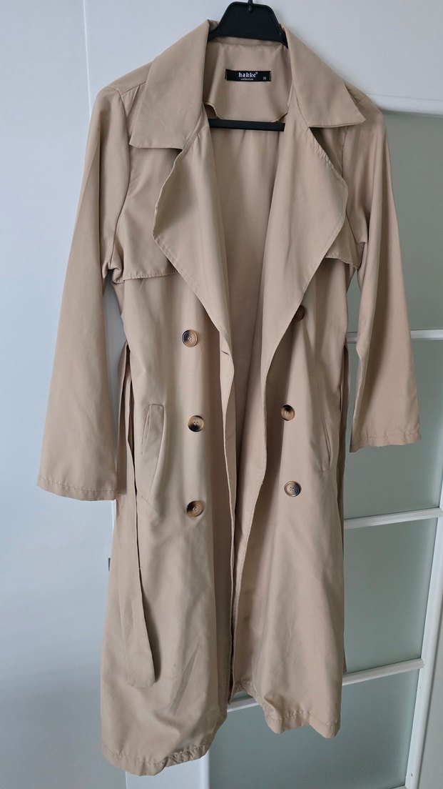 Bej Düğmeli Kadın Trençkot - Görsel 5