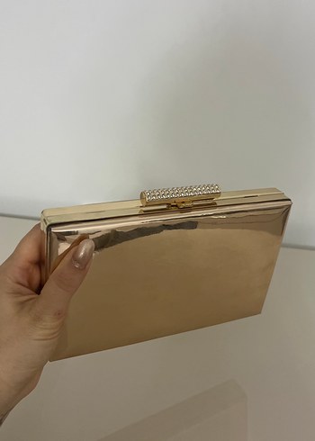 Parlak Altın Metal Kadın Portföy Çanta