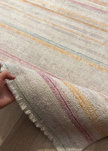 Çok Renkli Çizgili Gri Halı - Görsel 2