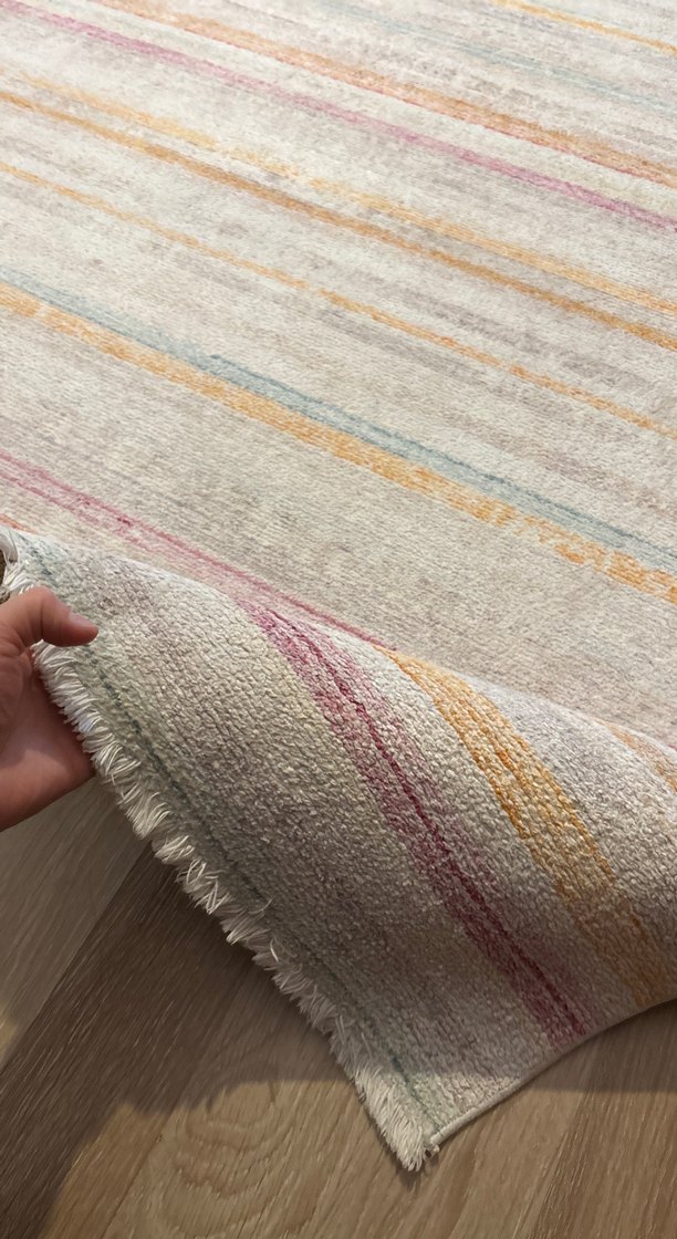 Çok Renkli Çizgili Gri Halı - Görsel 2