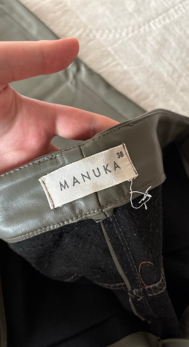 Kadın Gri Deri Kemerli Midi Pantolon - Görsel 2