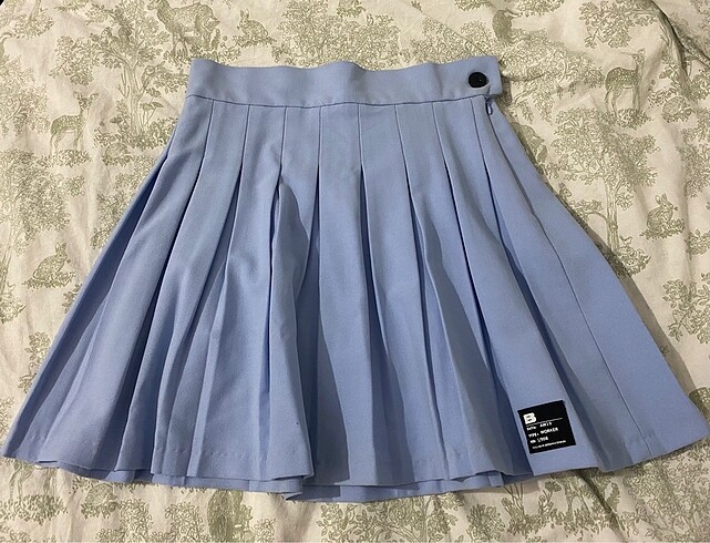Bershla pileli mini mavi etek