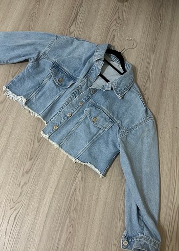 Düğmeli Mini Kadın Kot Ceket - Görsel 2