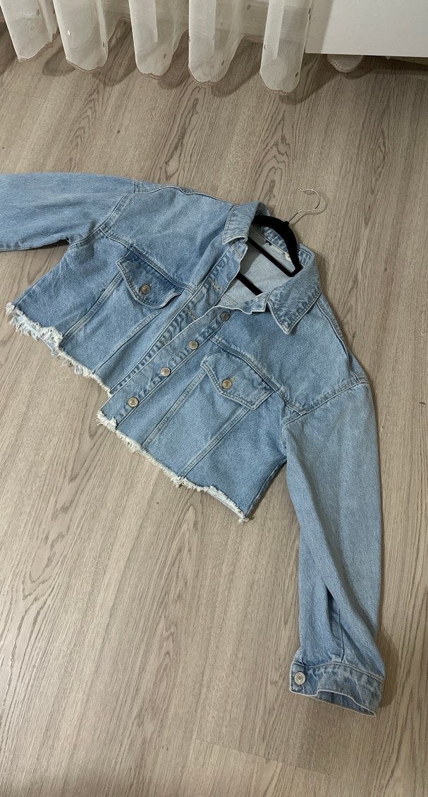 Düğmeli Mini Kadın Kot Ceket - Görsel 2