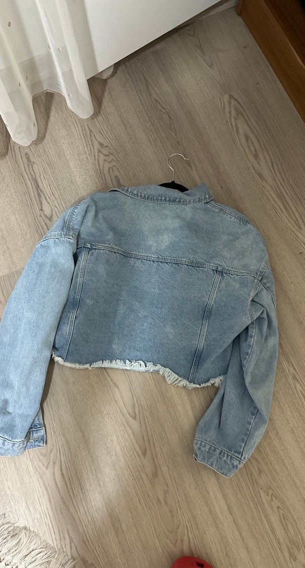 Düğmeli Mini Kadın Kot Ceket - Görsel 5