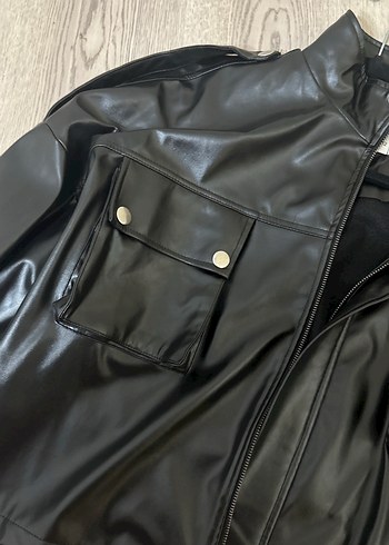Siyah Deri Kemerli Kadın Ceket - Görsel 3