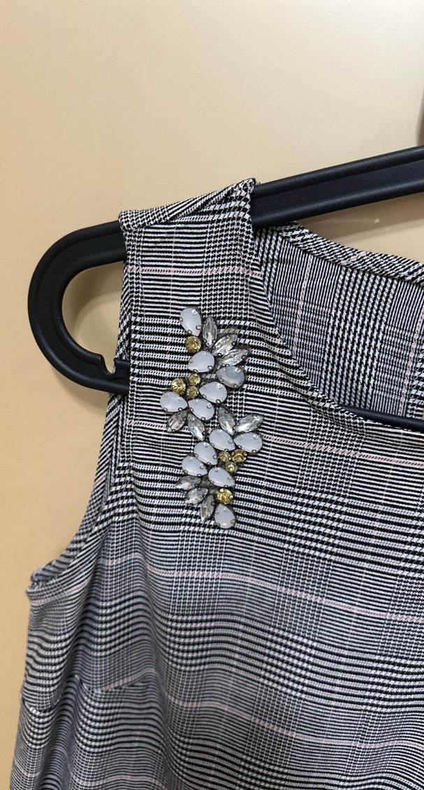 Gri Pilili Kolsuz Uzun Elbise - Görsel 3