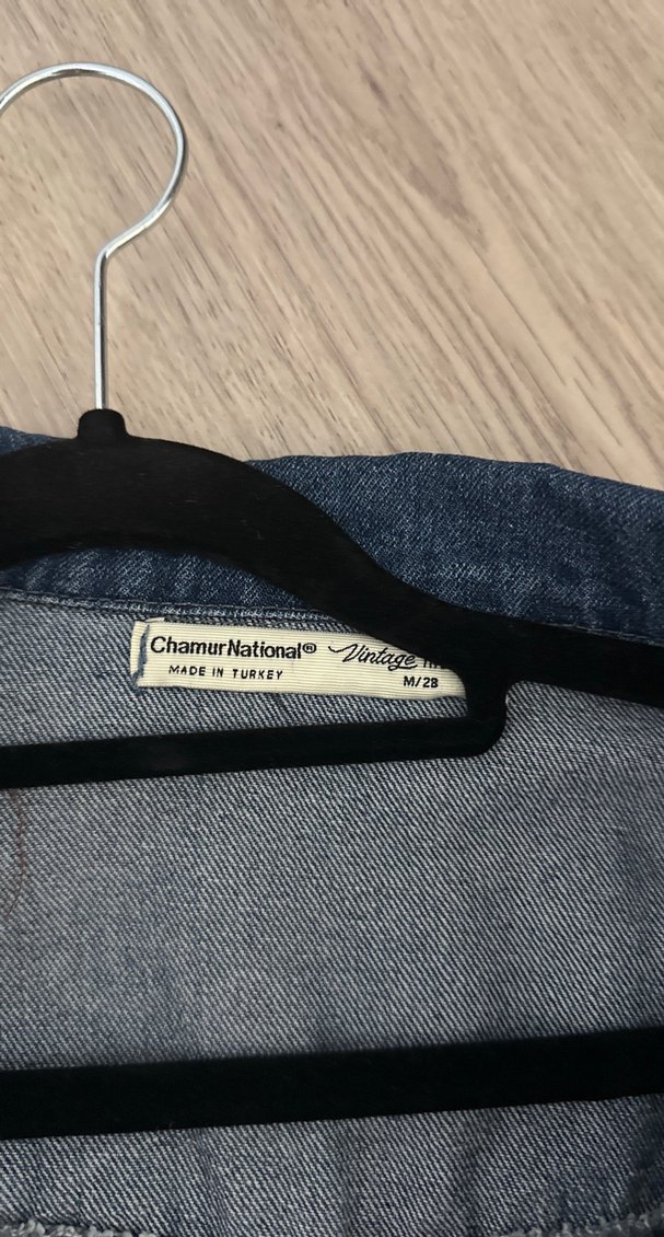 Düğmeli Koyu Mavi Kadın Denim Ceket - Görsel 3