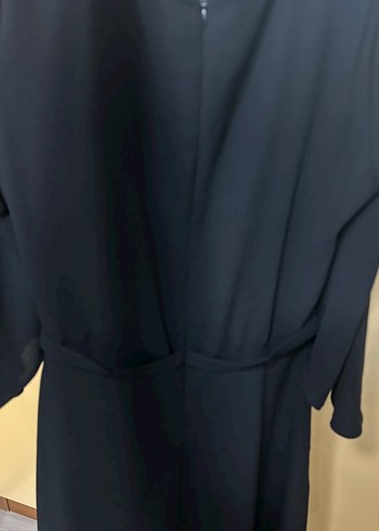 Siyah Uzun Drapeli Kadın midi Elbise - Görsel 4