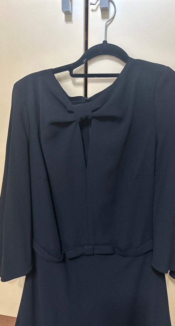 Siyah Uzun Drapeli Kadın midi Elbise - Görsel 2