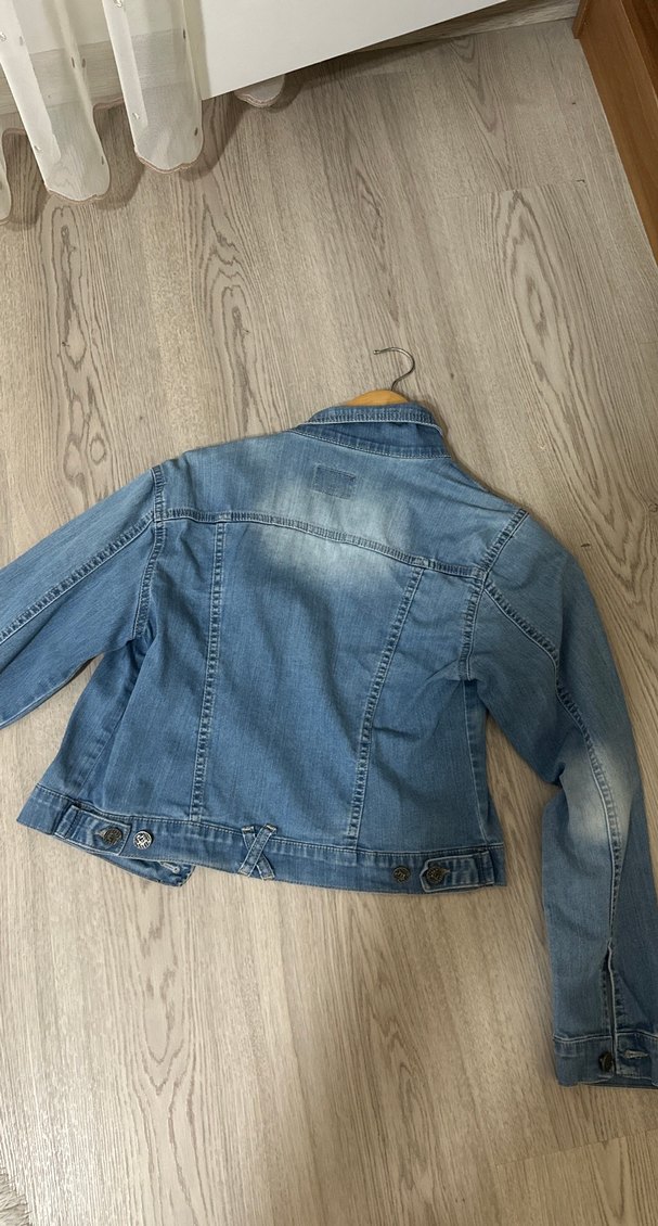 Düğmeli Kadın Mavi Denim Ceket - Görsel 4