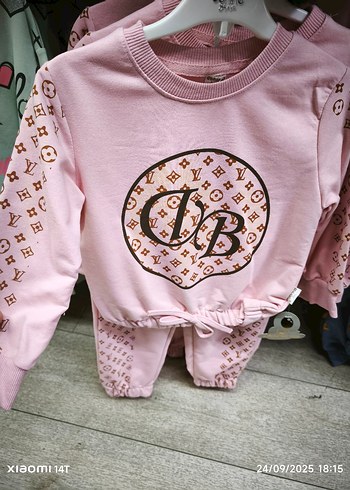 Pembe Baskılı Uzun Kollu Bebek Kıyafet Seti