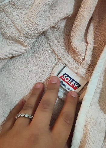 Kız Çocuk Kapüşonlu Bornoz Bej - Görsel 6