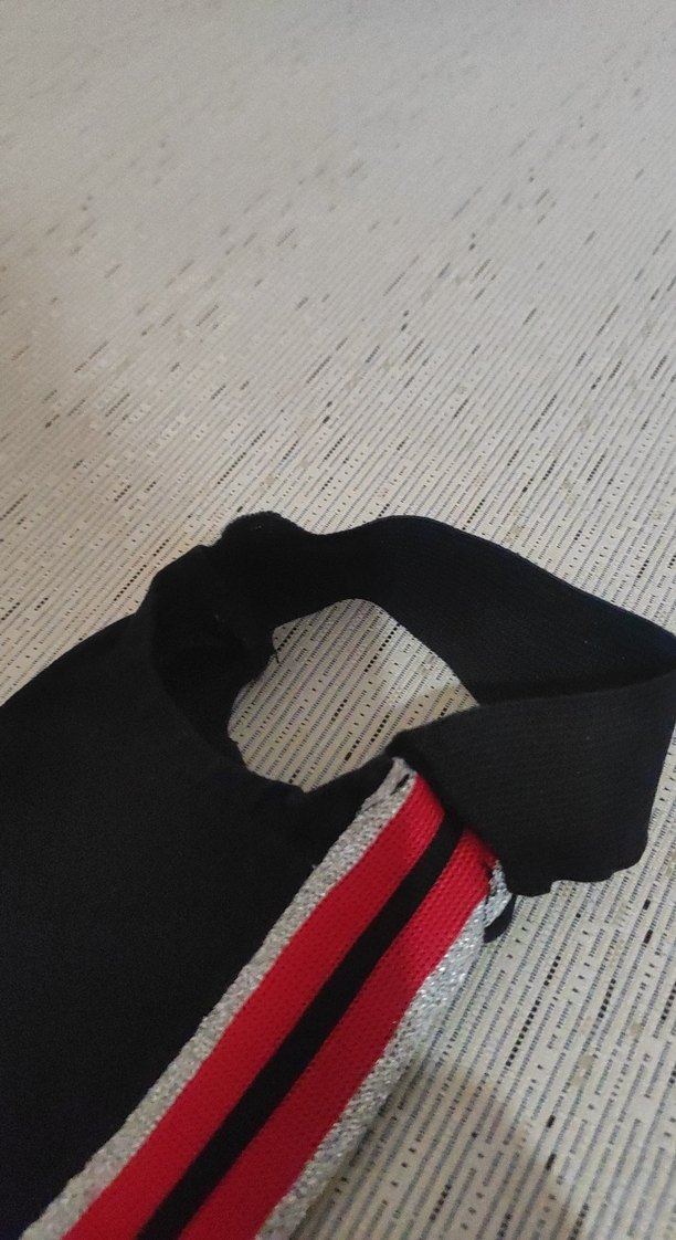 Siyah Çizgili Elastik çocuk panço tayt - Görsel 2