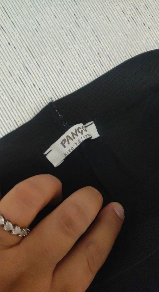 Siyah Çizgili Elastik çocuk panço tayt - Görsel 3