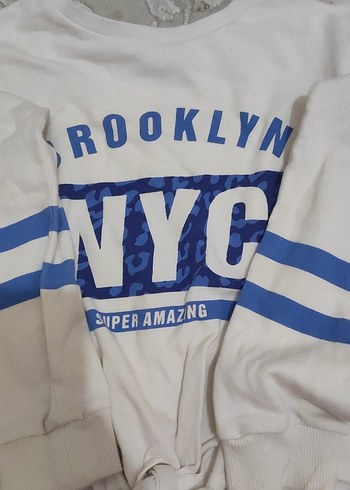 Beyaz Baskılı Kız Sweatshirt - Görsel 4