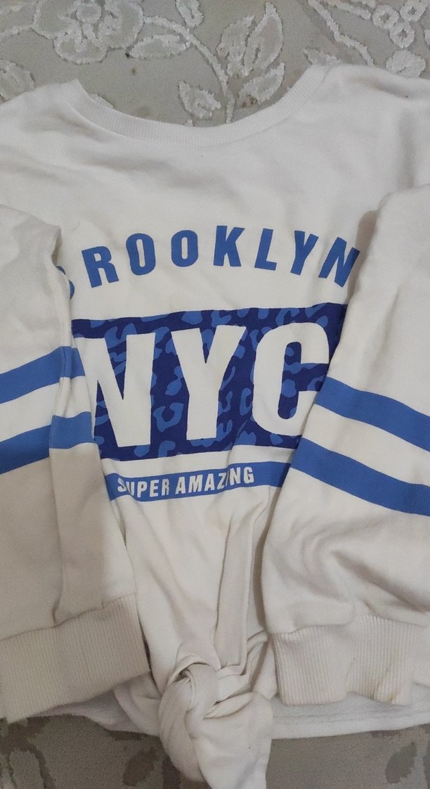 Beyaz Baskılı Kız Sweatshirt - Görsel 4