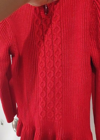 Kız Çocuk Kırmızı Örgü Kazak - Görsel 4