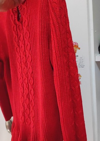 Kız Çocuk Kırmızı Örgü Kazak - Görsel 5