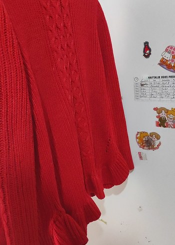 Kız Çocuk Kırmızı Örgü Kazak - Görsel 3
