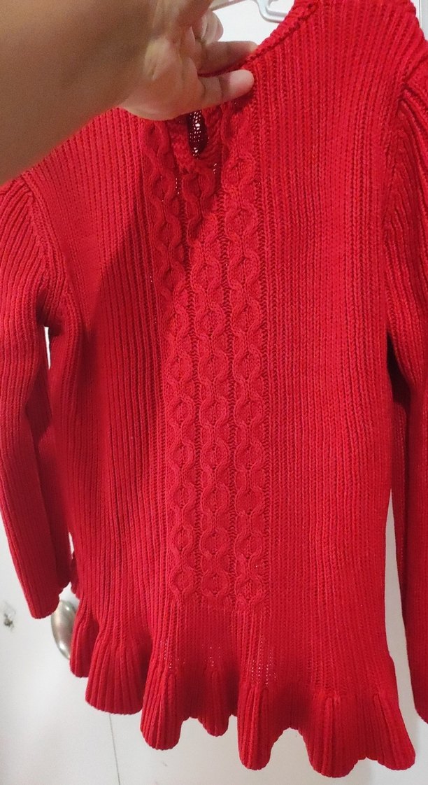 Kız Çocuk Kırmızı Örgü Kazak - Görsel 4