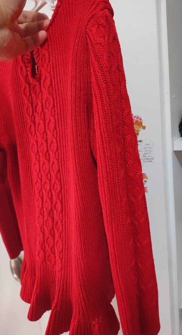 Kız Çocuk Kırmızı Örgü Kazak - Görsel 5