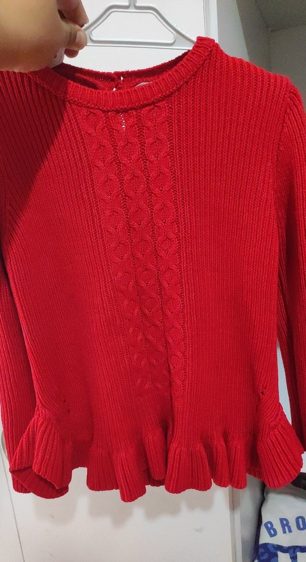 Kız Çocuk Kırmızı Örgü Kazak - Görsel 2