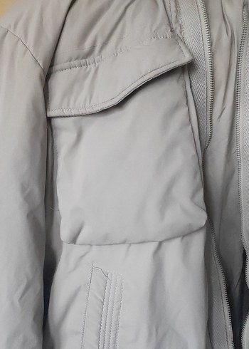 Gri Midi Boy Fermuarlı Kadın Ceket - Görsel 2