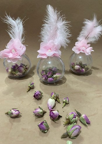  Beden Renk Pembe Tüy Detaylı kuru Gül Süsü