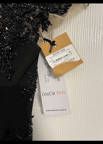 Drapeli Nakışlı Siyah Midi Abiye Elbise - Görsel 2