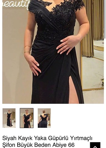 Drapeli Nakışlı Siyah Midi Abiye Elbise - Görsel 3