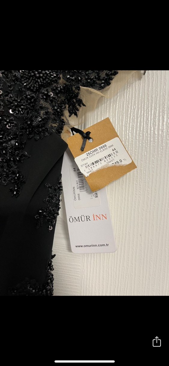 Drapeli Nakışlı Siyah Midi Abiye Elbise - Görsel 2