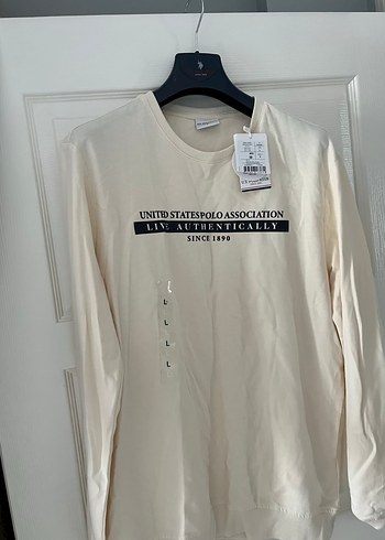 Bej U.S. Polo Assn. Baskılı Erkek Tişört - Görsel 2