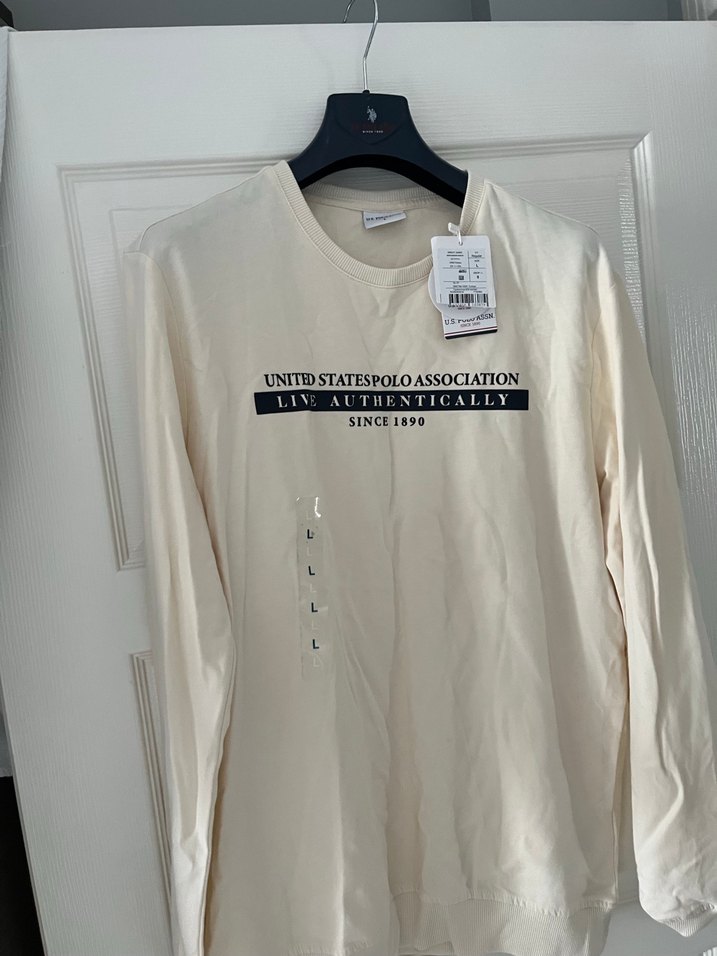 Bej U.S. Polo Assn. Baskılı Erkek Tişört - Görsel 2