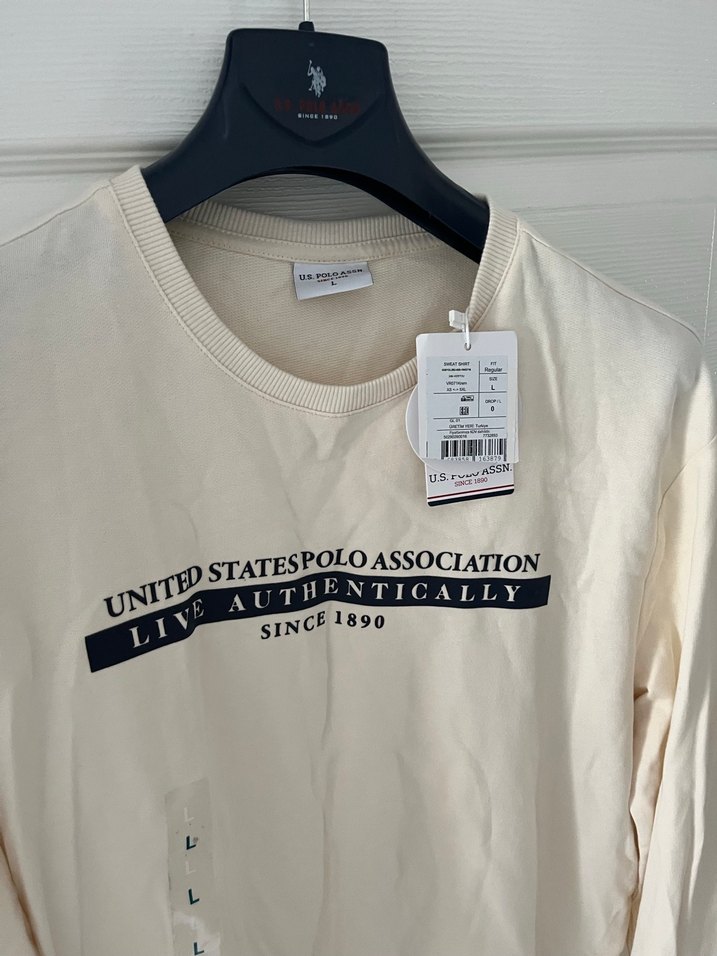 Bej U.S. Polo Assn. Baskılı Erkek Tişört - Görsel 3