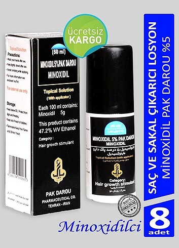 8Adet Minoxidil Pak Darou Orjinal 2027 Skt .