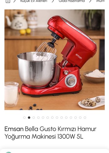 Emsan Bella Gusto Kırmızı Hamur Yoğurma Makinesi 1300W 5L